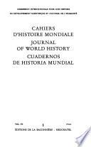 Cahiers D'histoire Mondiale