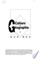 Cahiers de géographie de Québec