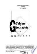 Cahiers de géographie de Québec