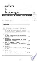Cahiers de lexicologie