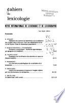 Cahiers de lexicologie