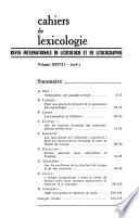 Cahiers de lexicologie