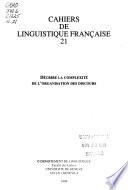 Cahiers de linguistique franc̜aise