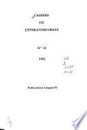 Cahiers de littérature orale