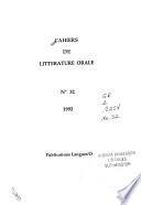 Cahiers de littérature orale