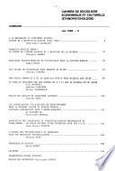 Cahiers de sociologie économique et culturelle, ethnopsychologie