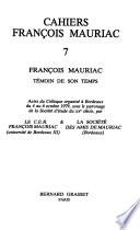 Cahiers Fran̨cois Mauriac