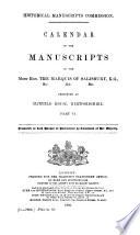 Calendar of the Manuscripts of the Most Honourable the Marquess of Salisbury ...