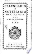 Calendario e Notiziario di Corte per l'anno 1792