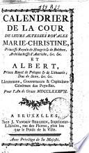 Calendrier de la cour de leurs Altesses Royales Marie-Christine ... et Albert ... pour l'an 1787