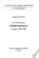 Carnet bibliographique André Malraux, critique 1990-2002: 1990-1996