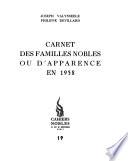 Carnet des familles nobles ou d'apparence en 1956-