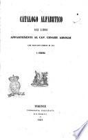 Catalogo alfabetico dei libri appartenenti al cav. Cesare Airoldi