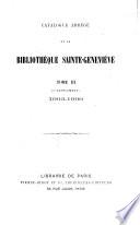 Catalogue abrégé de la bibliothèque Sainte Geneviève