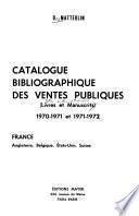 Catalogue bibliographique des ventes publiques