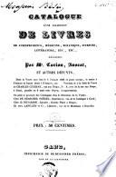 Catalogue d'une collection de livres, ... délaissés par Mr. Carion
