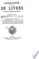 Catalogue d'une collection de livres provenant de plusieurs mortuaires
