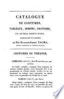 Catalogue de costumes, tableaux, dessins, gravures, et autres objets d'art
