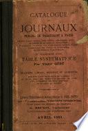 Catalogue de journax publiés ou paraissant à Paris