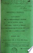 Catalogue de la bibliothèque célèbre de M. Ludwig Tieck