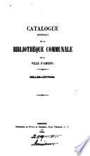 CATALOGUE DE LA BIBLIOTHEQUE COMMUNALE D'AMIENS