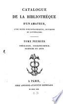 Catalogue de la bibliothèque d'un amateur [by A.A. Renouard].