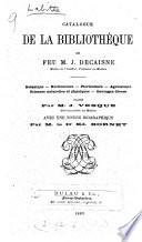 Catalogue de la bibliothèque de feu M. J. Decaisne
