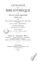 Catalogue de la bibliothèque de feu Mr Louis Chaleyer, bibliophile forézien