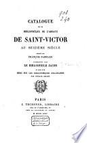 Catalogue de la bibliothèque de l'abbaye de Saint-Victor au seizième siècle
