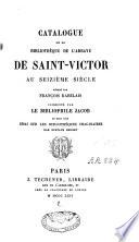 Catalogue de la bibliothèque de l'abbaye de Saint-Victor au seizième siècle