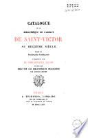 Catalogue de la bibliothèque de l'abbaye de Saint-Victor au seizième siècle