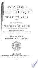 Catalogue de la bibliothèque de la ville du Mans