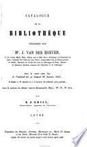 Catalogue de la bibliothèque délaissée par Mr. J. van der Hoeven
