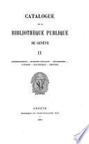 Catalogue de la Bibliothèque Publique de Genève