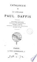 Catalogue de la librairie Paul Daffis