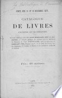 Catalogue de livres anciens et modernes