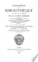 Catalogue de vente des livres de F. de La Roche-Lacarelle, du 20 à 26 novembre 1867