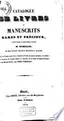 Catalogue de vente des livres de Jean Baptiste Rymenans, du 6 à 22 juin 1842