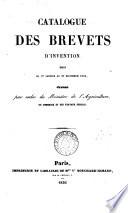 Catalogue des brevets d'invention