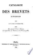 Catalogue des brevets d'invention