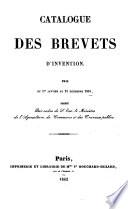 Catalogue des brevets d'invention