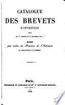 Catalogue des brevets d'invention