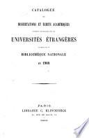 Catalogue des dissertations et écrits académiques