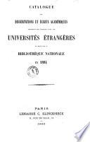 Catalogue des dissertations et écrits académiques