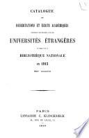 Catalogue des dissertations et écrits académiques