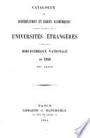 Catalogue des dissertations et écrits académiques