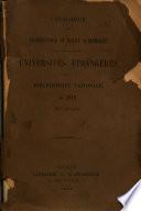 Catalogue des dissertations et écrits académiques