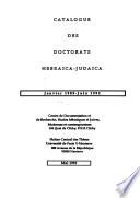 Catalogue des doctorats Hebraïca-Judaïca