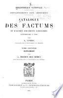 Catalogue des factums et d'autres documents judiciaires anterieurs à 1790