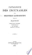 Catalogue des incunables de la Bibliothèque Sainte-Geneviève